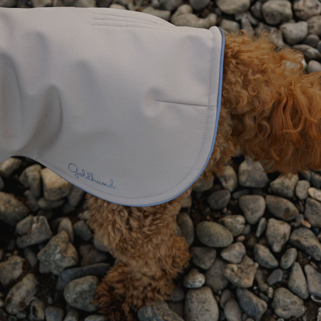 leichter Hundemantel CosyShell light stonebeige / dunkelblau