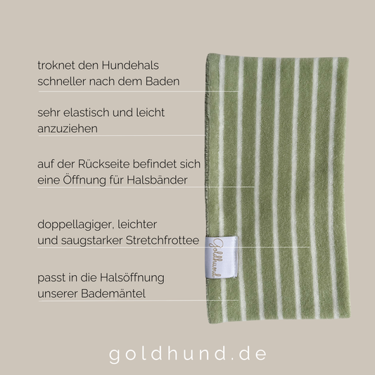 Sale Hundeloop Frottee grün gestreift Größe S