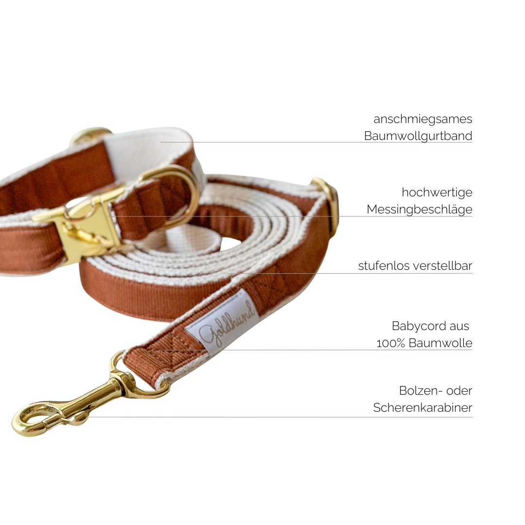 Happy paw Hundeleine - Cord cognac
