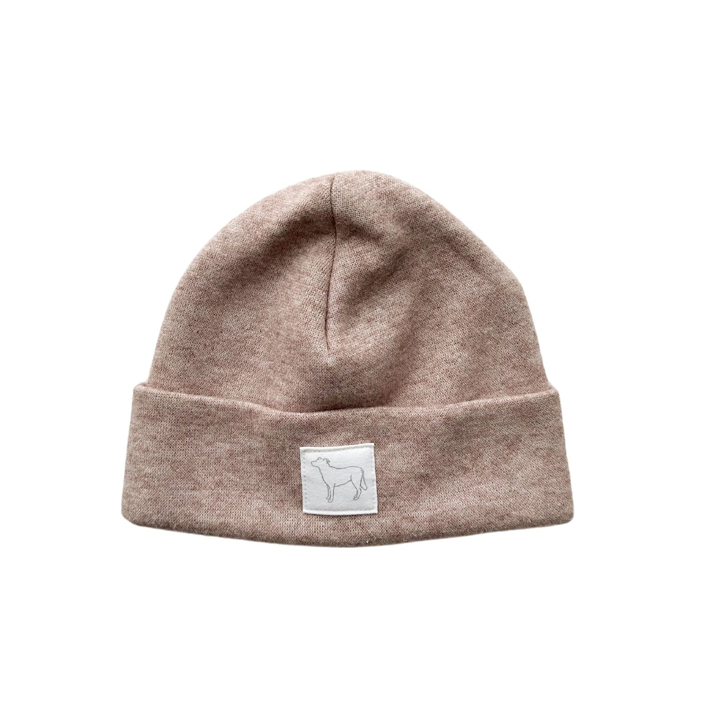 Mütze Strick zimt mit Hundepatch