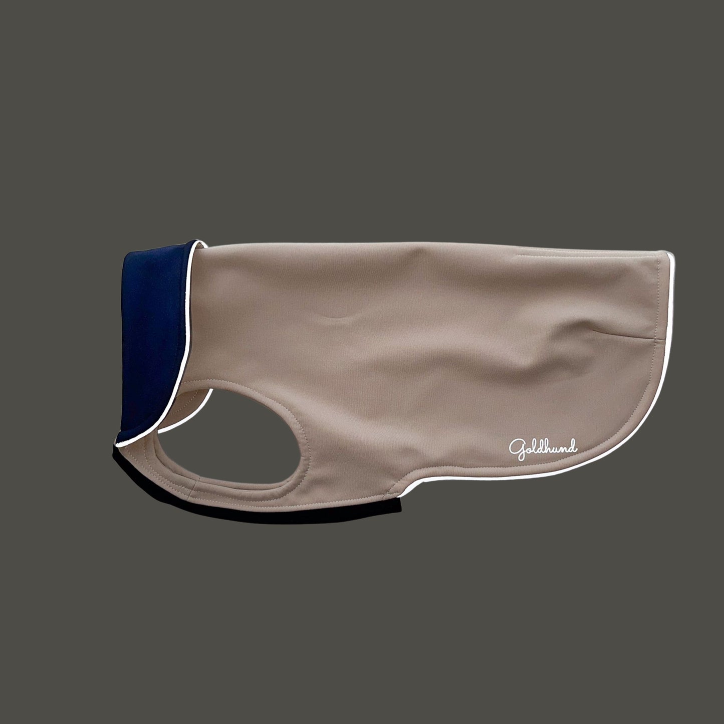 leichter Hundemantel CosyShell light stonebeige / dunkelblau