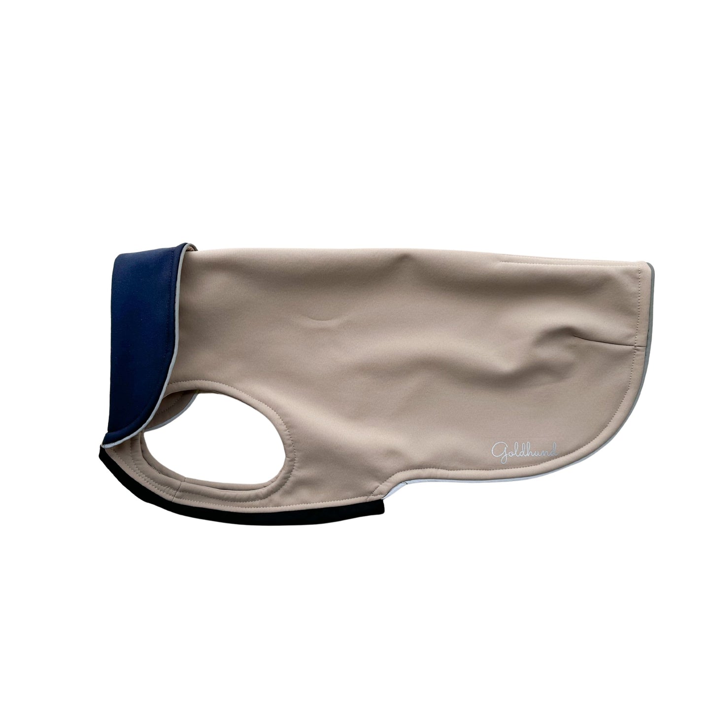leichter Hundemantel CosyShell light stonebeige / dunkelblau Gr 7