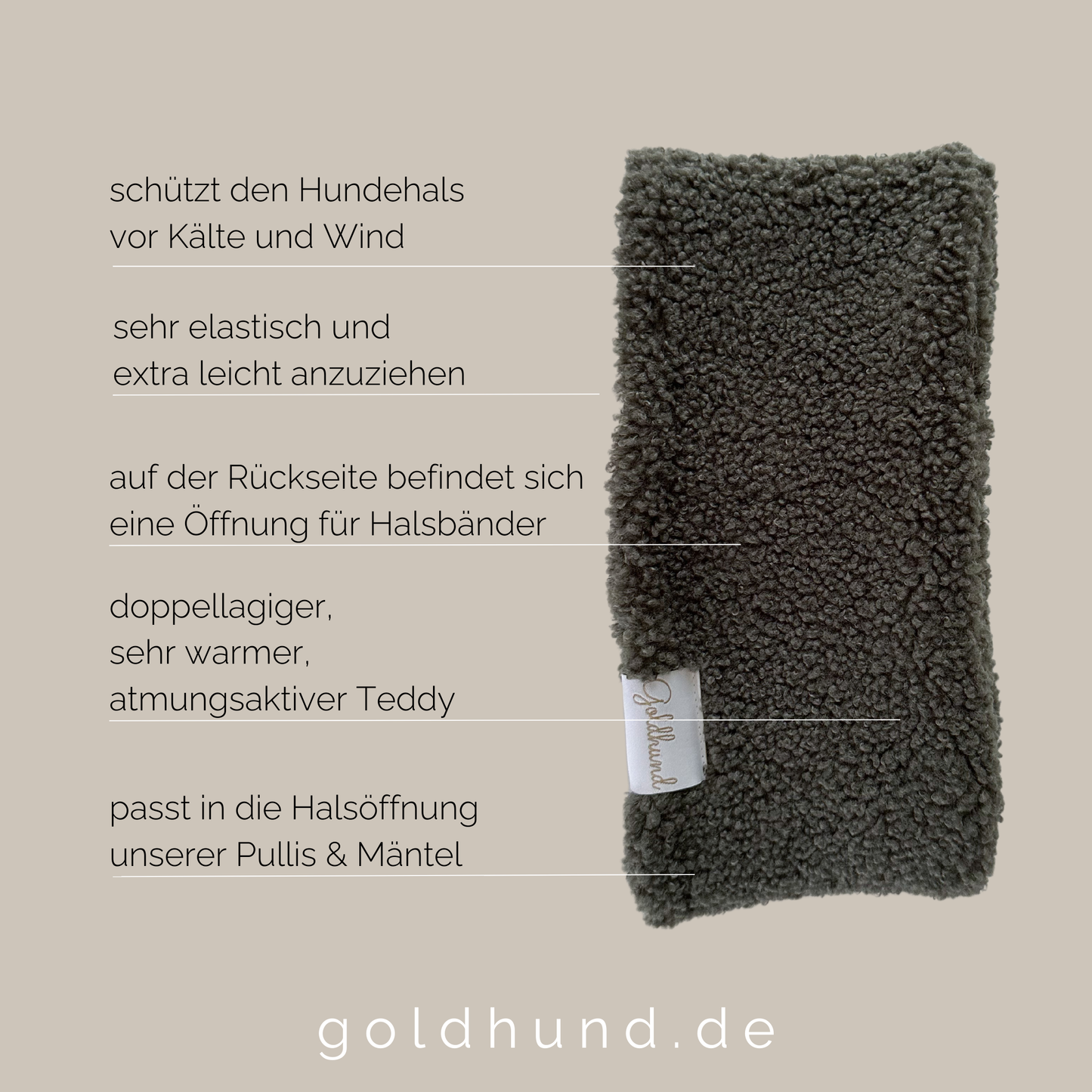 Hundeloop Teddy moosgrün