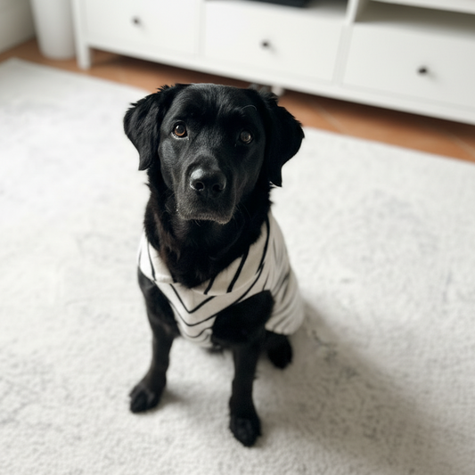 Hundebademantel CosyShirt dry dunkelblau - weiß stripes