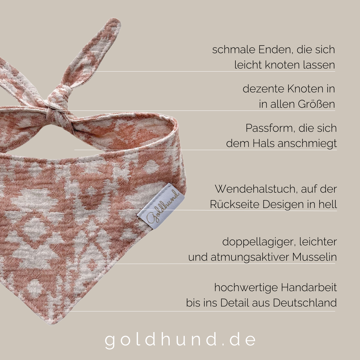 Hundehalstuch hell cognac / hellbeige
