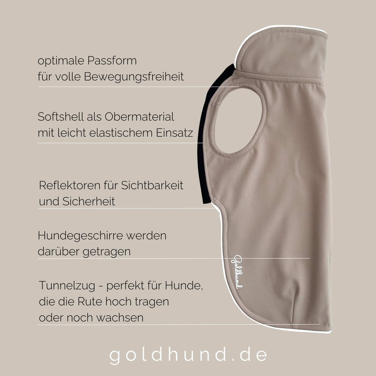 leichter Hundemantel CosyShell light stonebeige / dunkelblau Gr 7