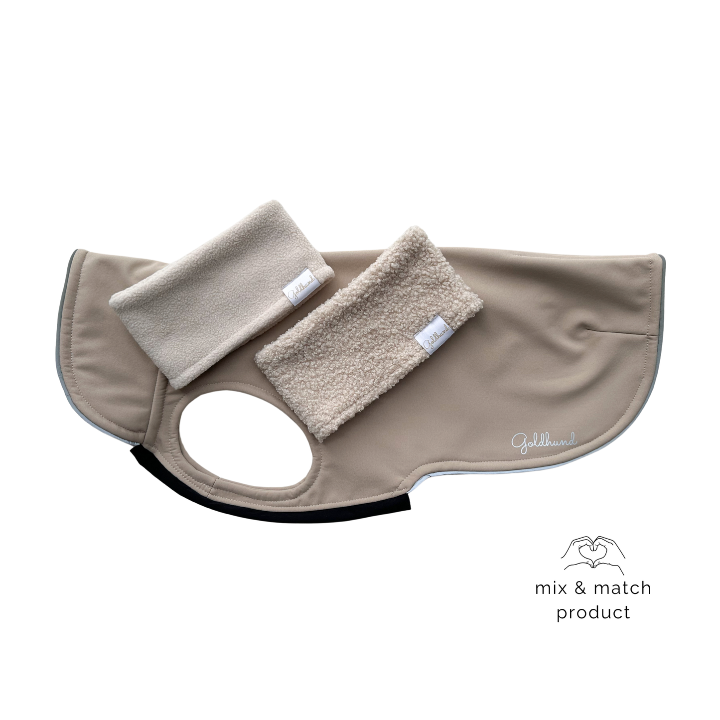 leichter Hundemantel CosyShell light stonebeige / dunkelblau Gr 7