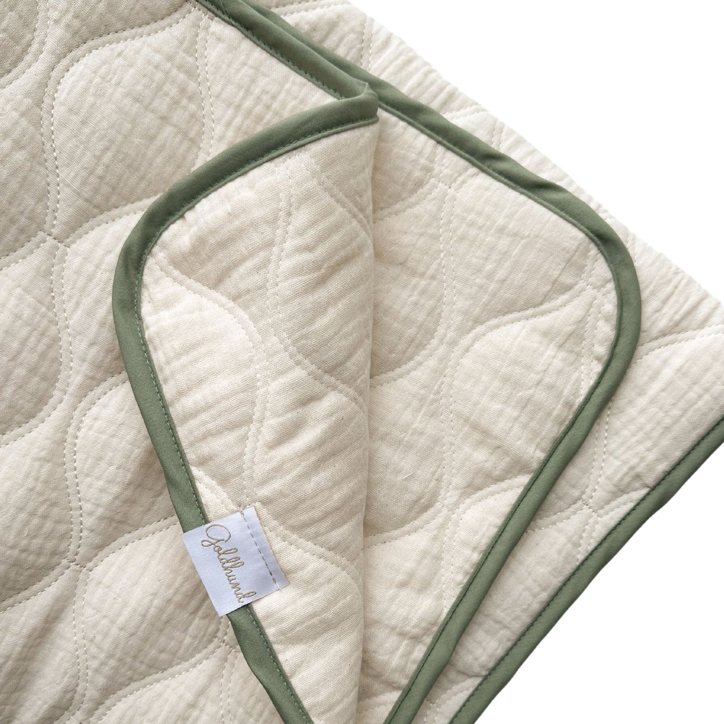 Hundedecke Musselin gesteppt creme // salbei
