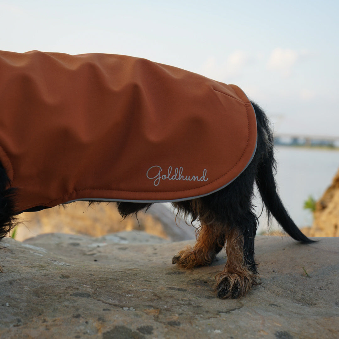 SALE leichter Hundemantel CosyShell light cognac Gr 4 long