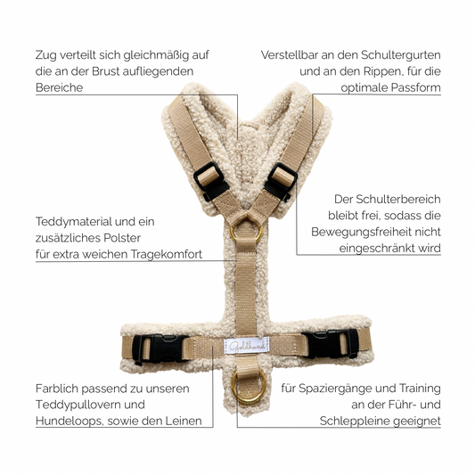 Hundegeschirr Teddy beige