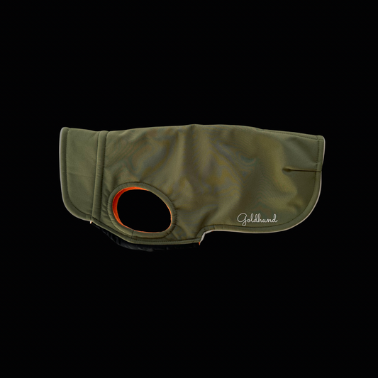 SALE warmer Hundemantel CosyShell warm khaki / orange, Gr. 4, altes Label
