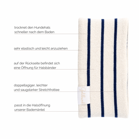Hundeloop Frottee dry stripes dunkelblau - weiß