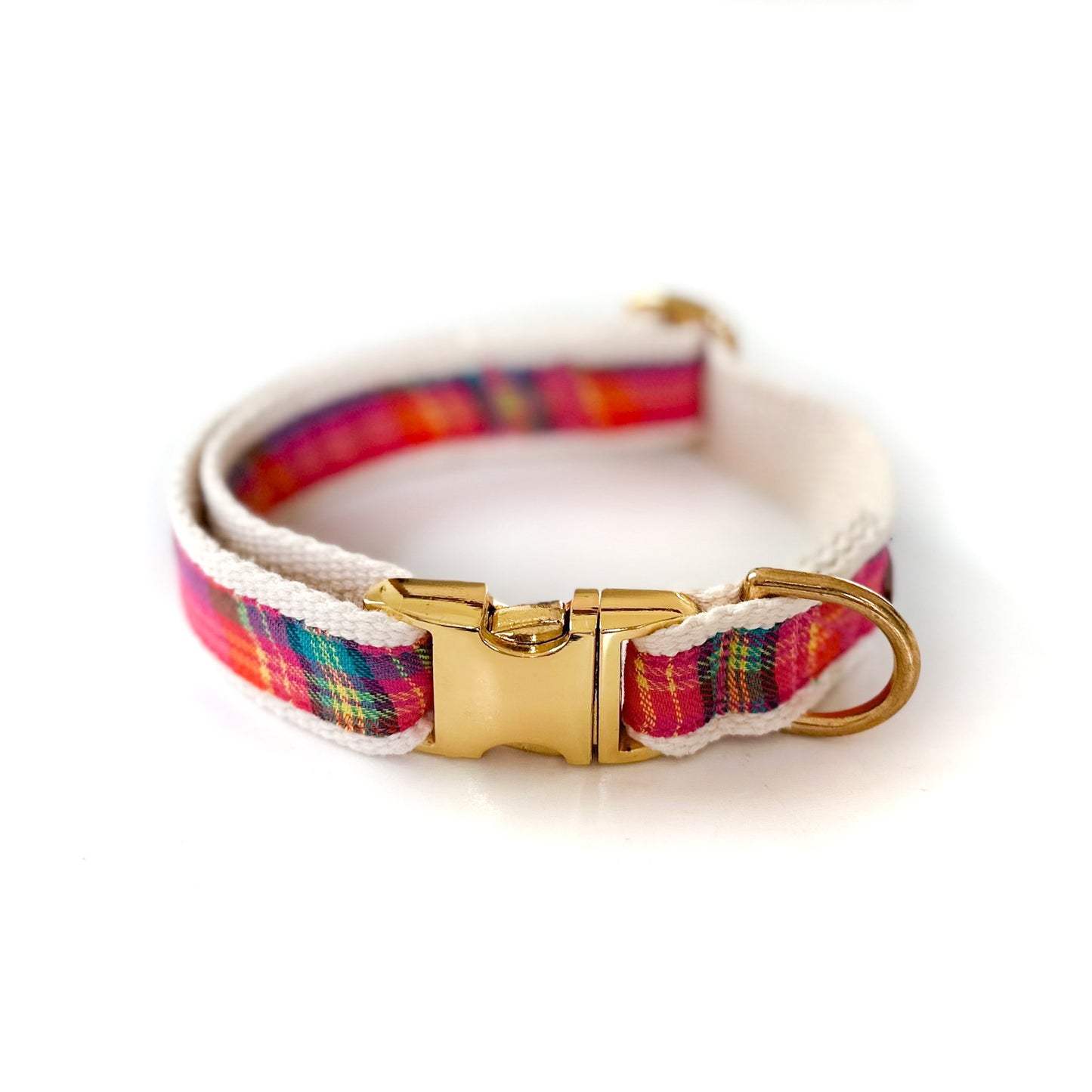Happy paw Halsband - pink kariert creme