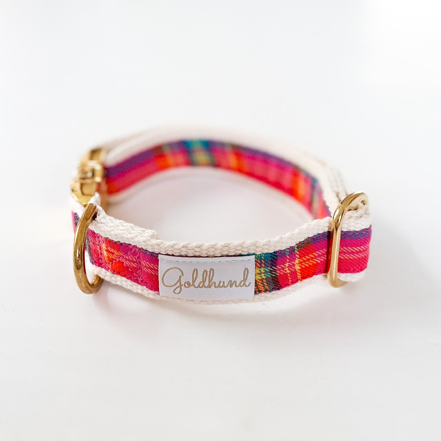 Happy paw Halsband - pink kariert creme