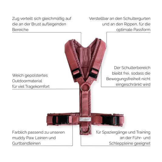 Hundegeschirr PURE outdoor altrosa
