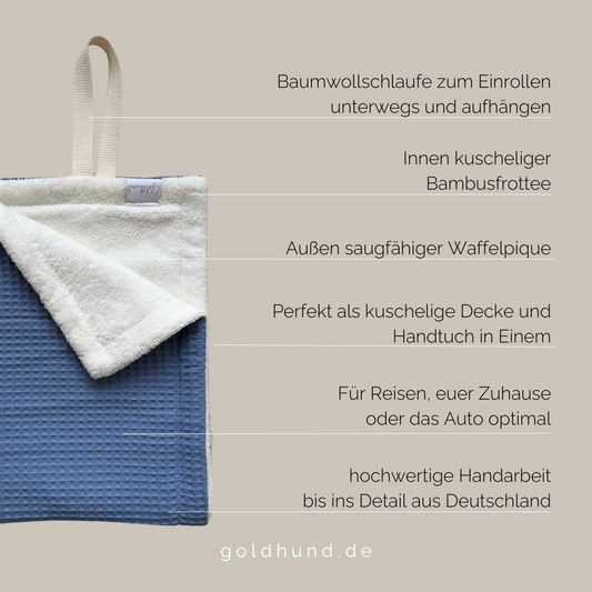 Pfotenhandtuch paw towel küstenblau weiß