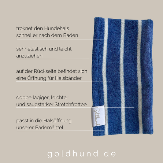 Hundeloop Frottee küstenblau weiß