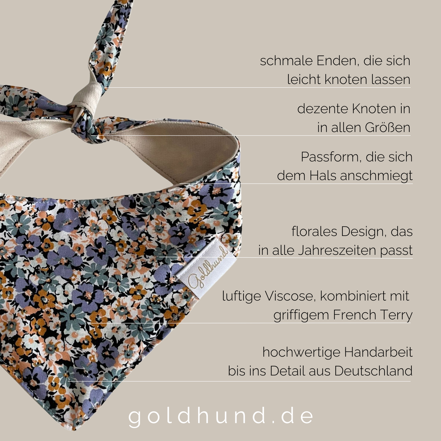 Hundehalstuch peach & purple bloom