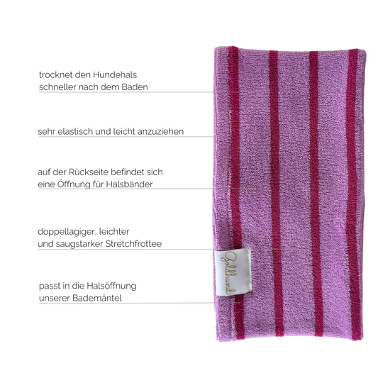 Hundeloop Frottee dry stripes lila - magenta