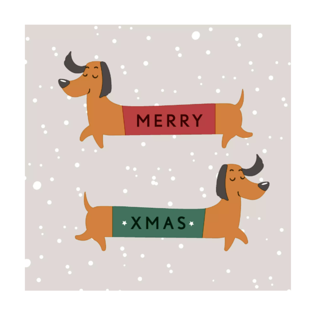 Weihnachtsserviette Dackel Merry Xmas