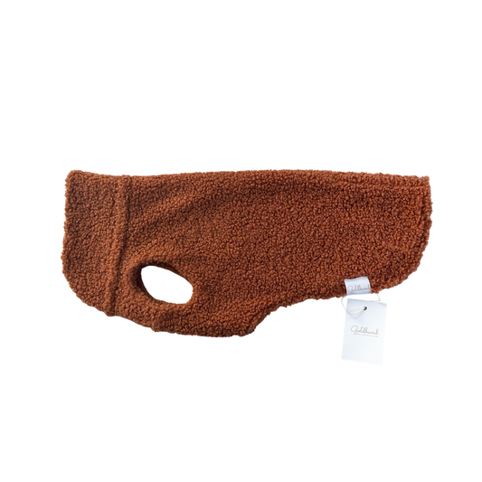 SALE CosyShirt warm Teddy cognac, Gr 5 long, Kragen mit Abstand - (5)