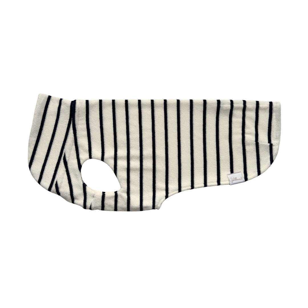Hundebademantel CosyShirt dry dunkelblau - weiß stripes