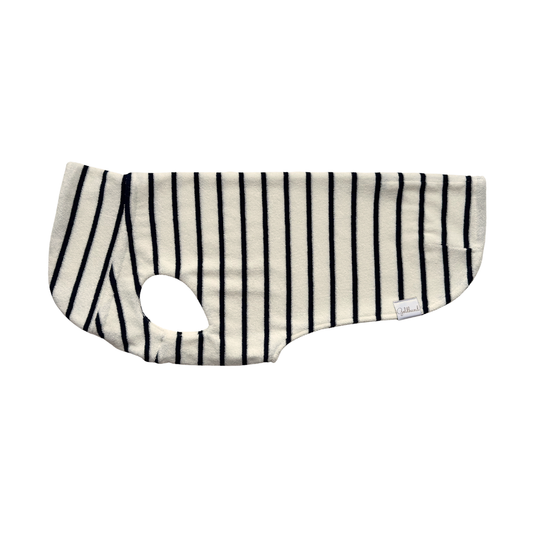 Hundebademantel CosyShirt dry dunkelblau - weiß stripes