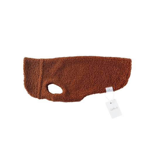 SALE CosyShirt warm Teddy cognac, Gr 4 long, Kragen mit Abstand - (4)