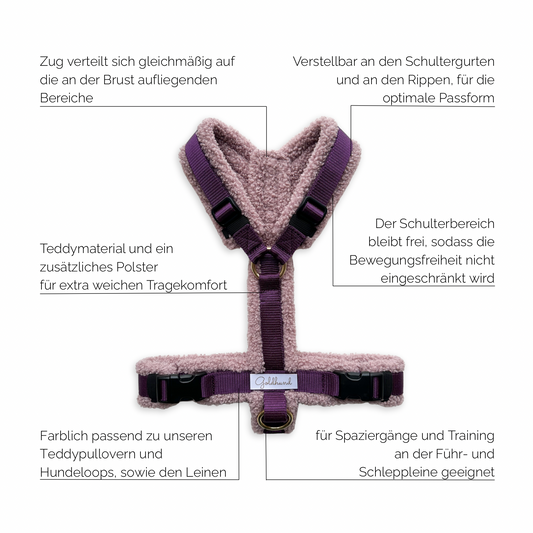 Hundegeschirr Teddy blush / pflaume