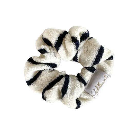 Scrunchie Frottee white darkblue stripes