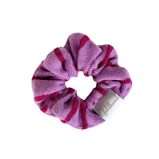 Scrunchie Frottee purple magenta stripes