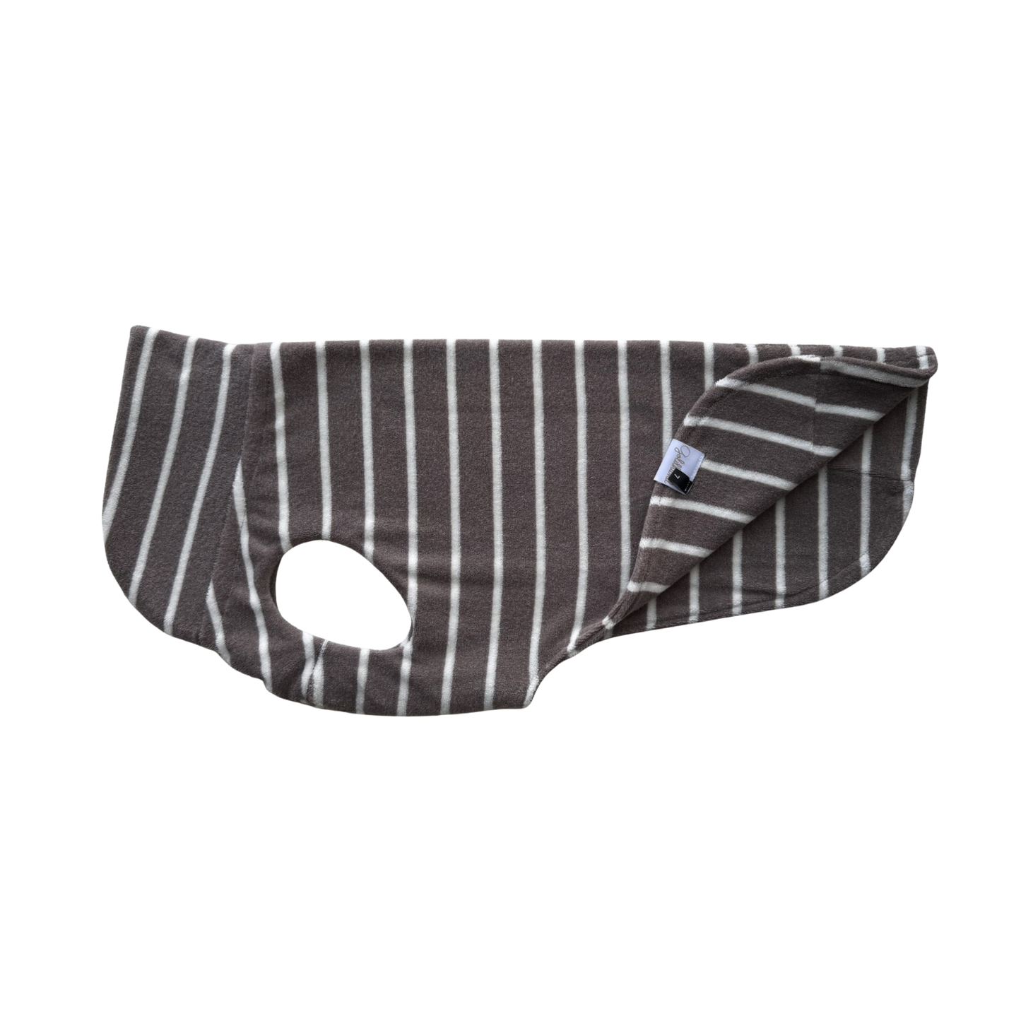 Hundebademantel CosyShirt dry taupe - weiß stripes