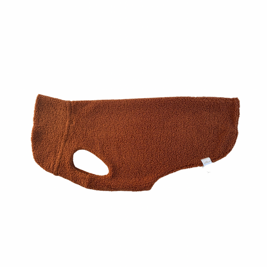 SALE CosyShirt warm Teddy cognac, Gr 11, kleines Loch - (3)