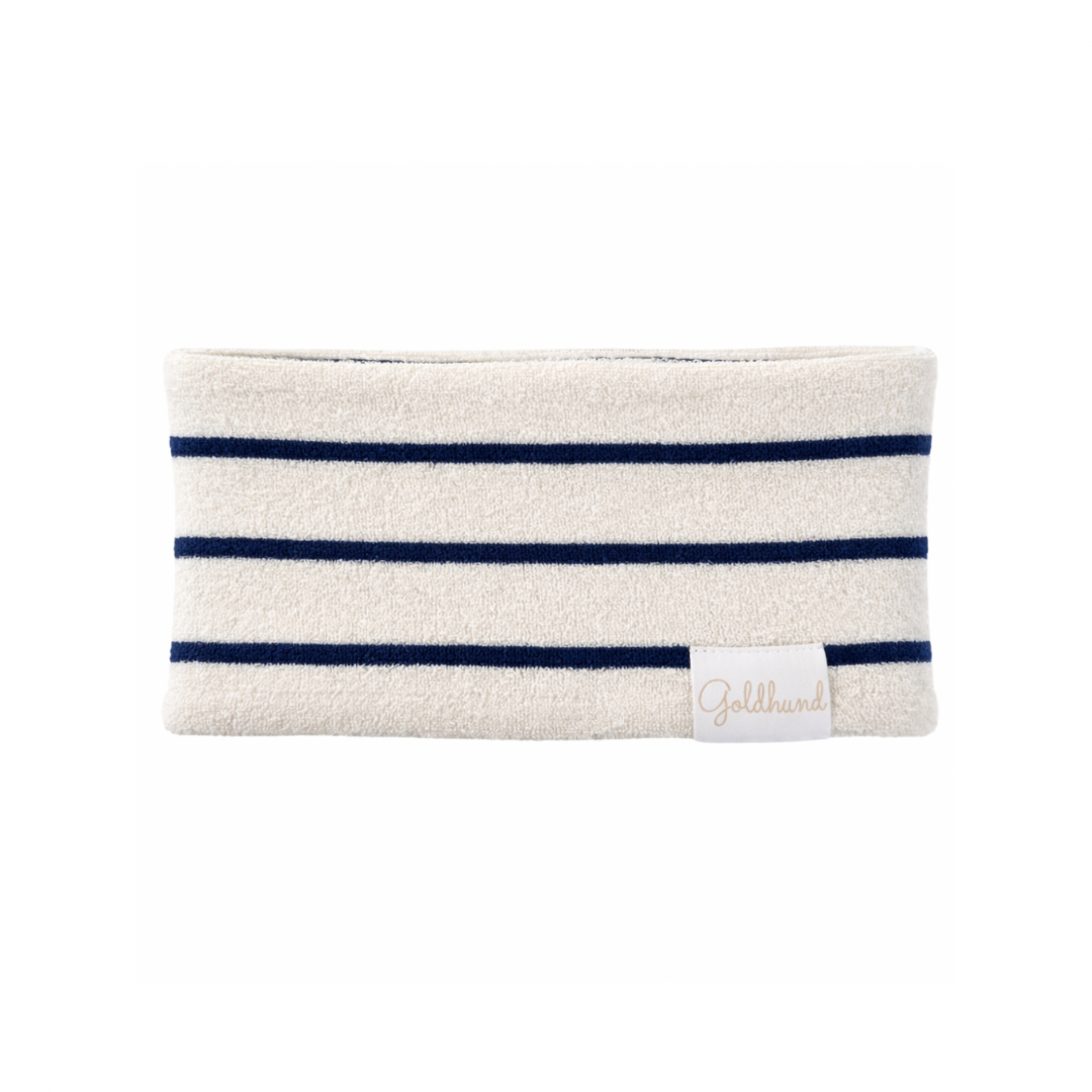 Hundeloop Frottee dry stripes dunkelblau - weiß