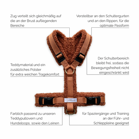 Hundegeschirr Teddy cognac