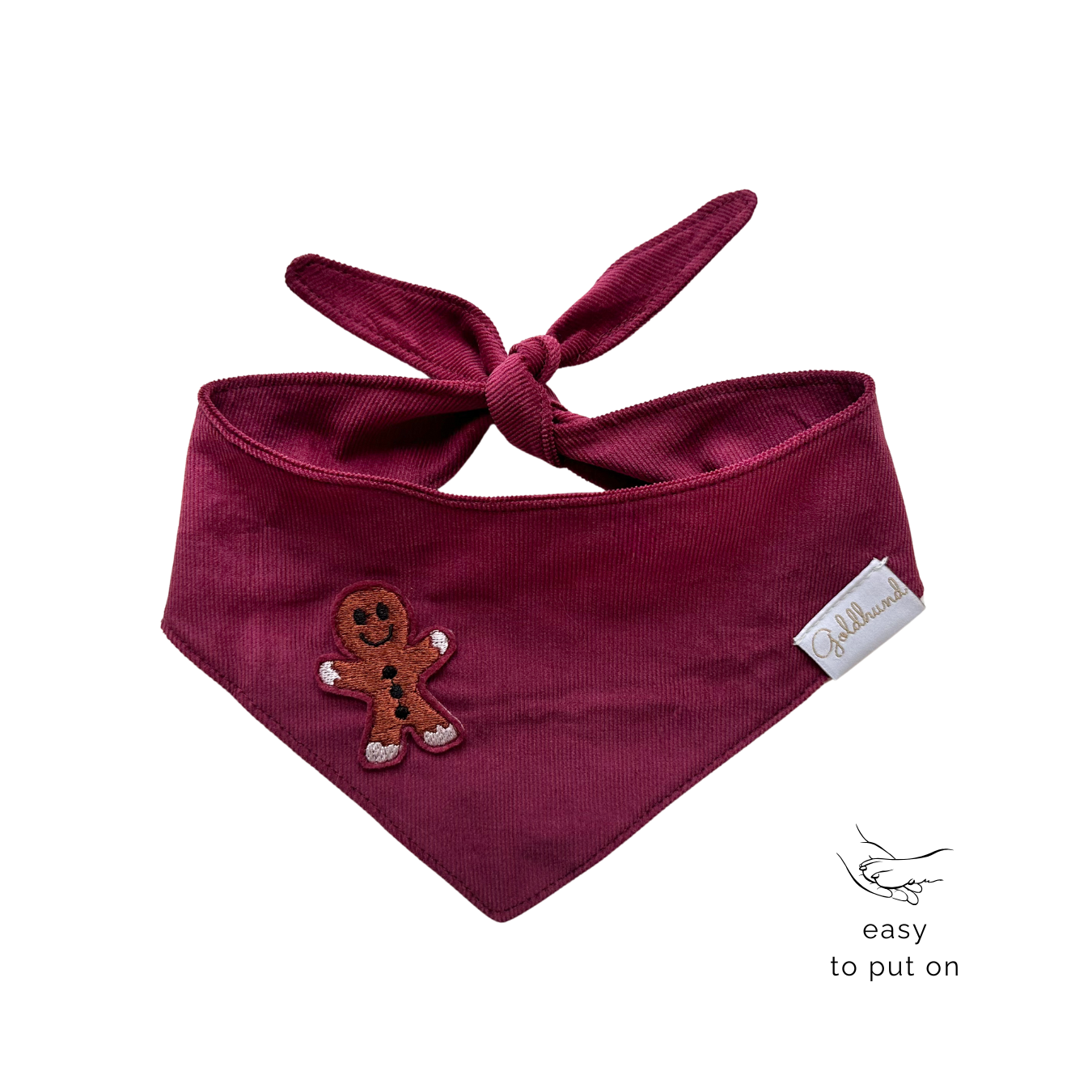 Hundehalstuch Cord bordeaux Pfefferkuchenmann