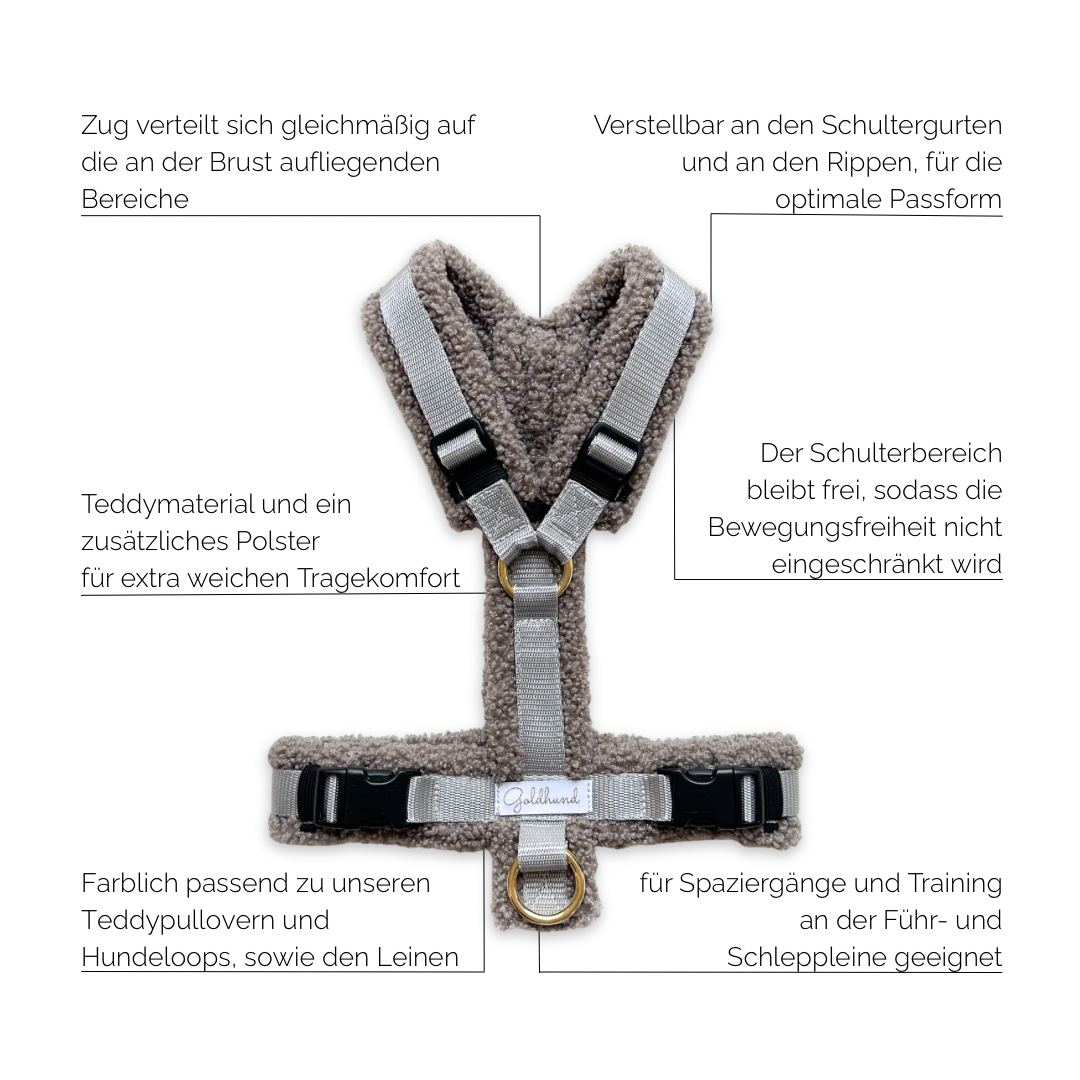 Hundegeschirr PURE Teddy taupe