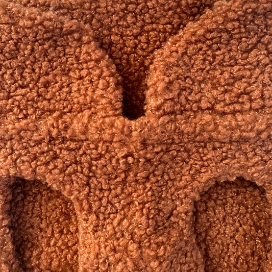 SALE CosyShirt warm Teddy cognac, Gr 4 long, Kragen mit Abstand - (4)