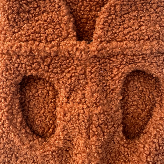 SALE CosyShirt warm Teddy cognac, Gr 5 long, Kragen mit Abstand - (5)
