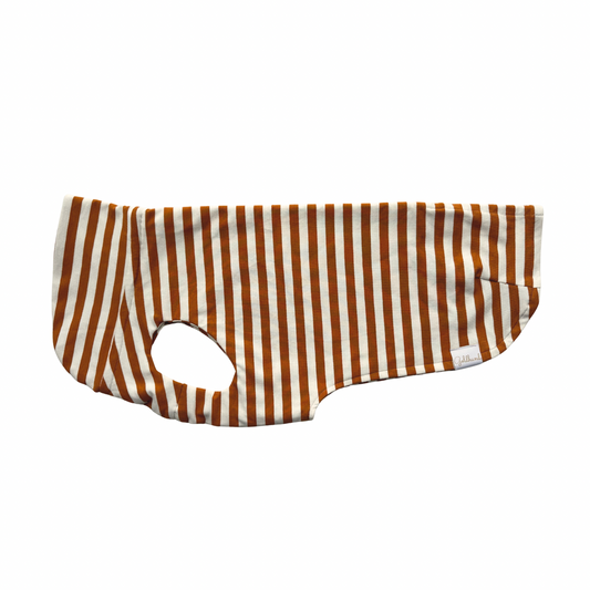 leichtes Hundeshirt CosyShirt light French Terry Stripes cognac