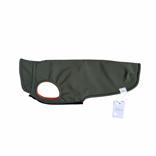 SALE warmer Hundemantel CosyShell khaki orange Gr 5 long, RL 50 cm
