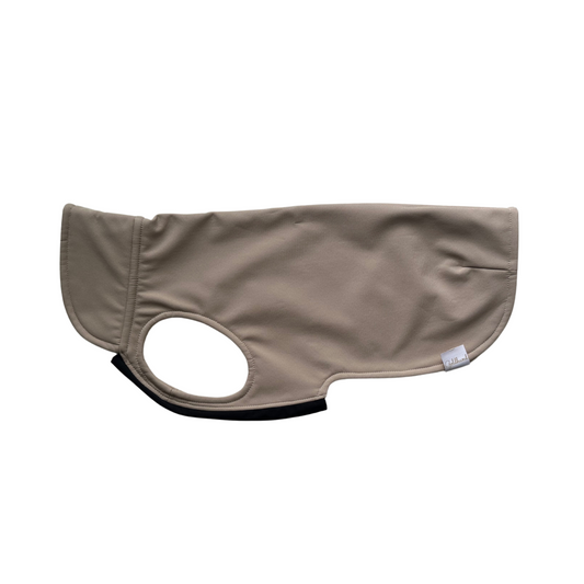 leichter Hundemantel CosyShell light stonebeige / dunkelblau Gr 7
