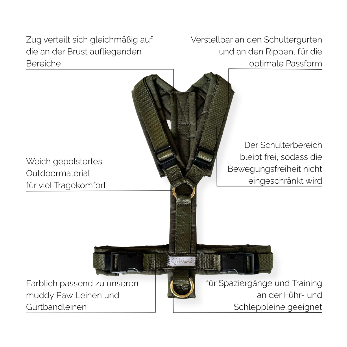Hundegeschirr PURE outdoor moos