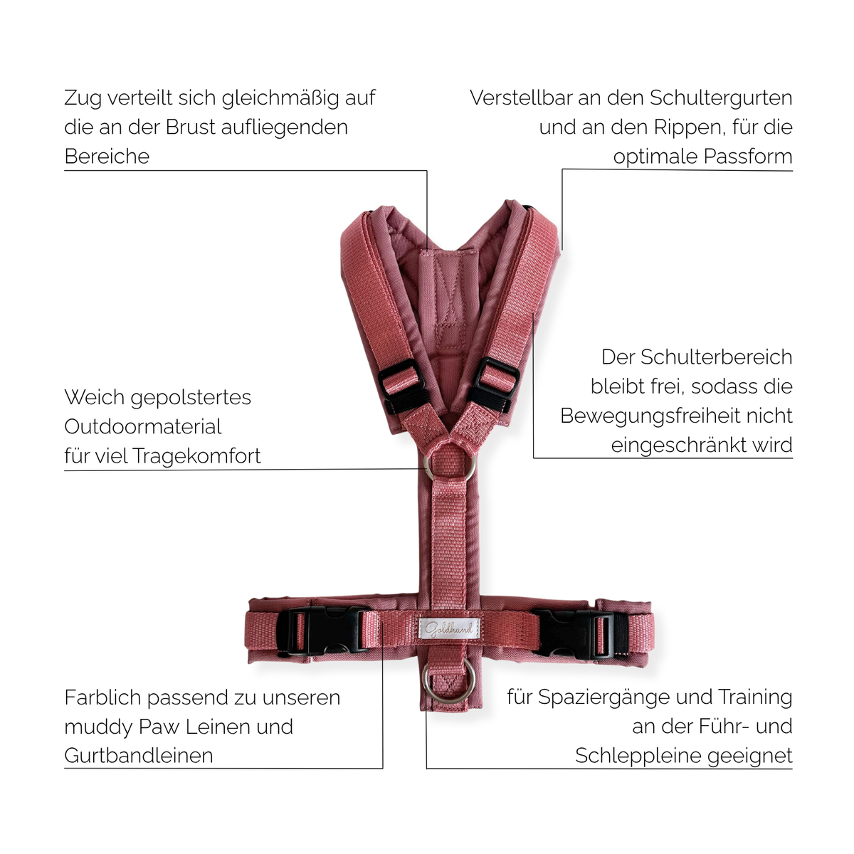 Hundegeschirr PURE outdoor altrosa