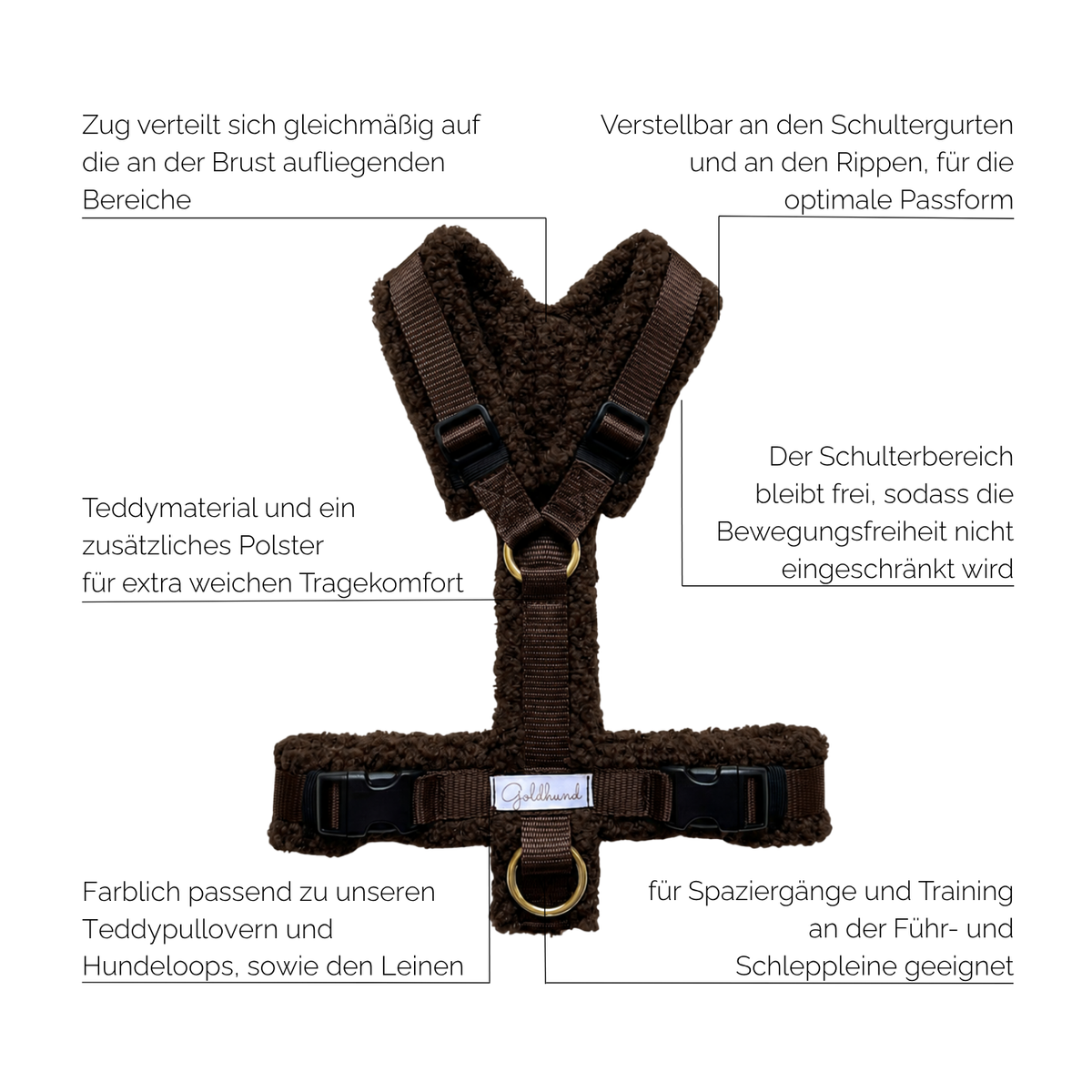 Hundegeschirr PURE Teddy dunkelbraun