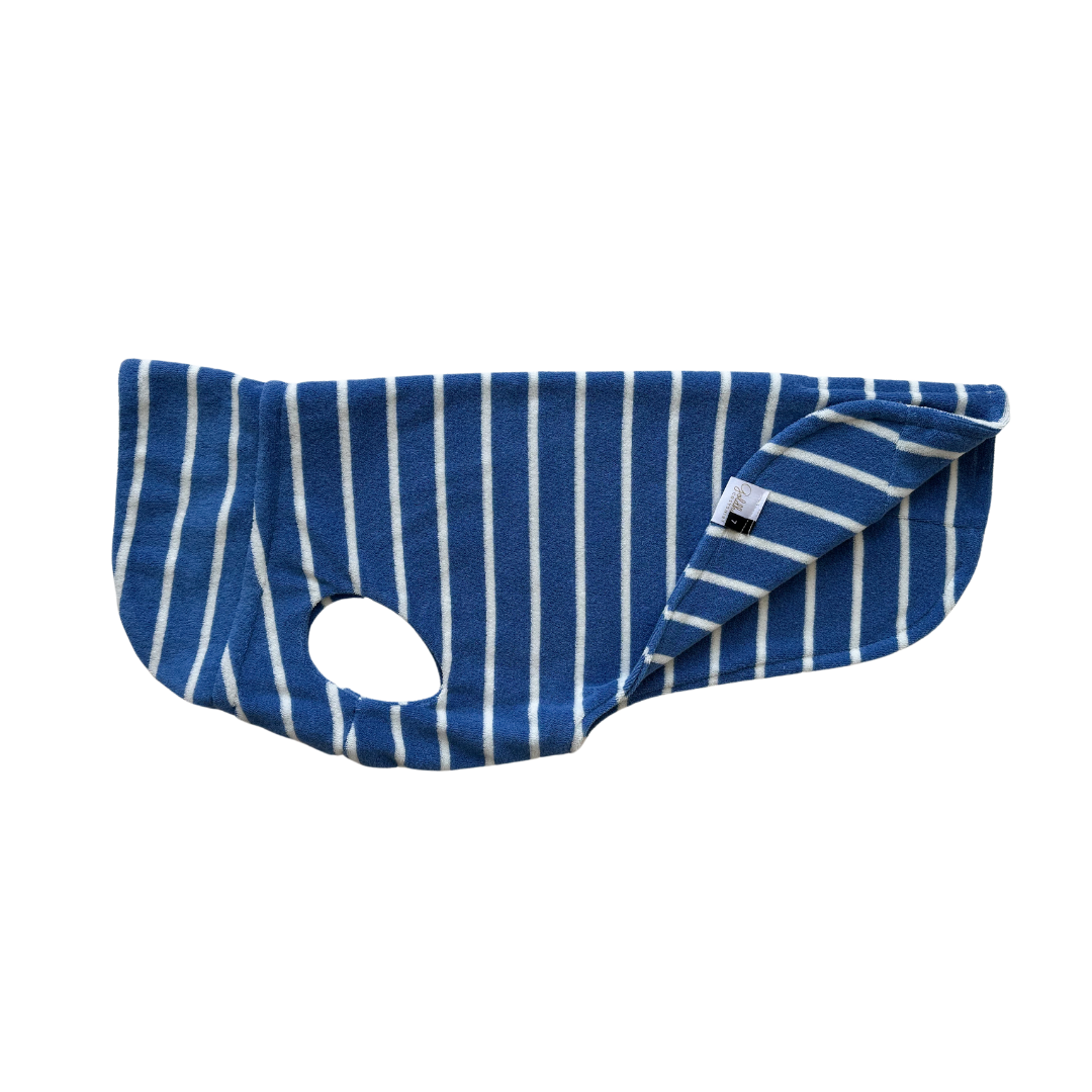 Hundebademantel CosyShirt küstenblau gestreift