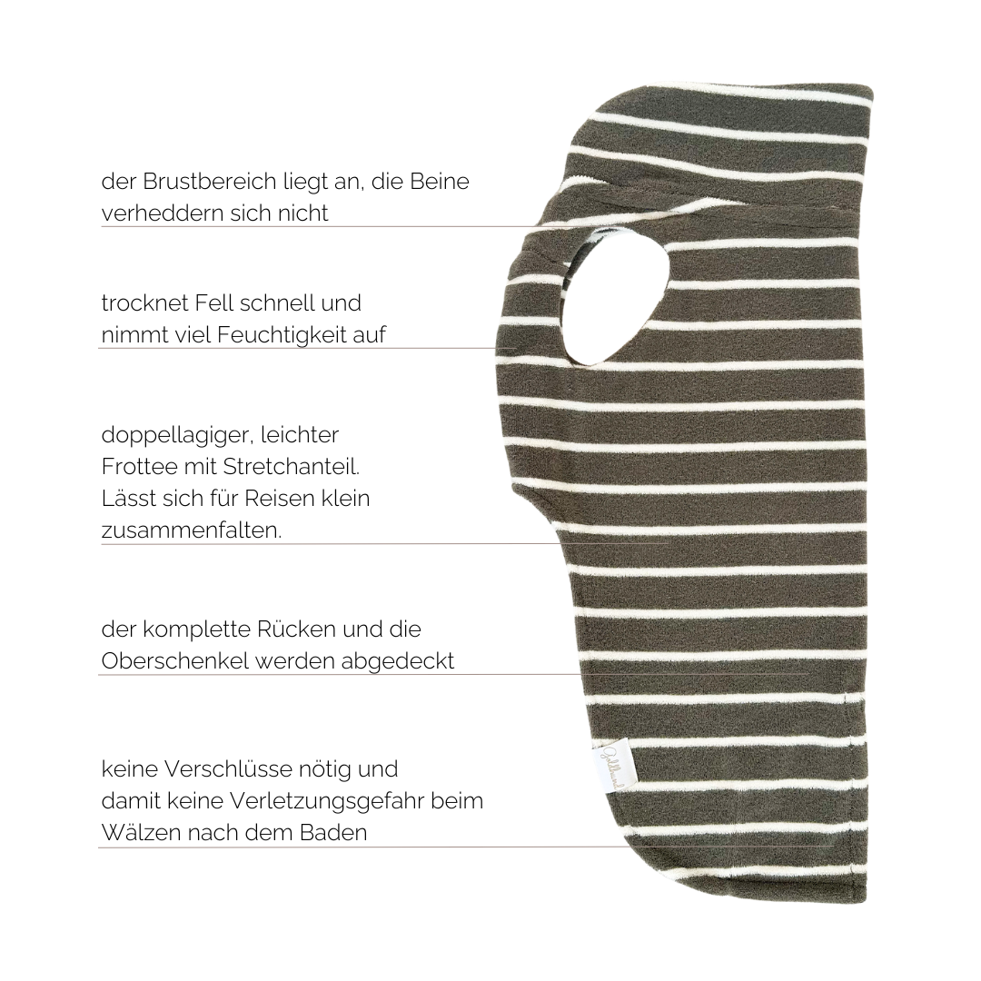 Hundebademantel CosyShirt dry moos stripes