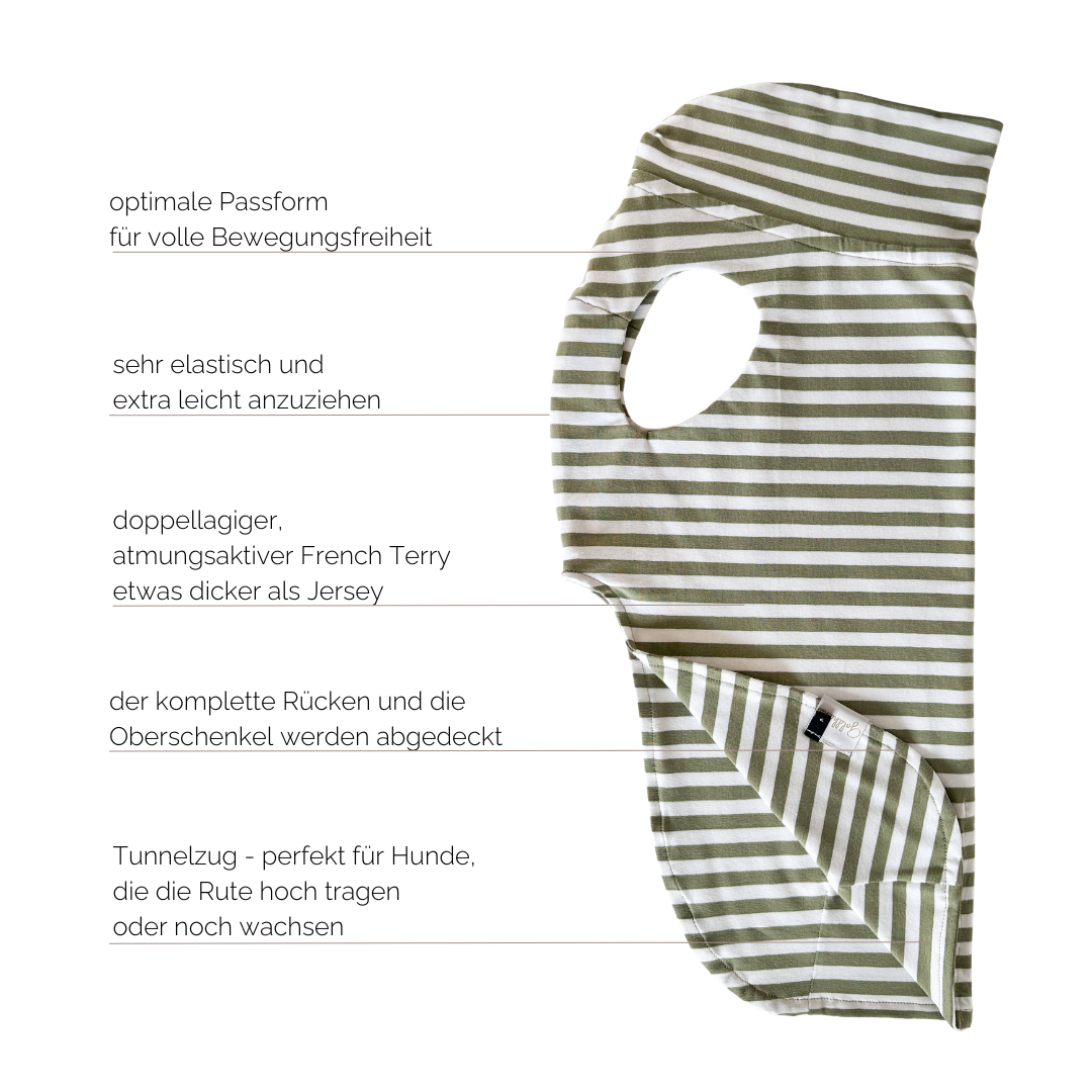 leichtes Hundeshirt CosyShirt light French Terry Stripes sage