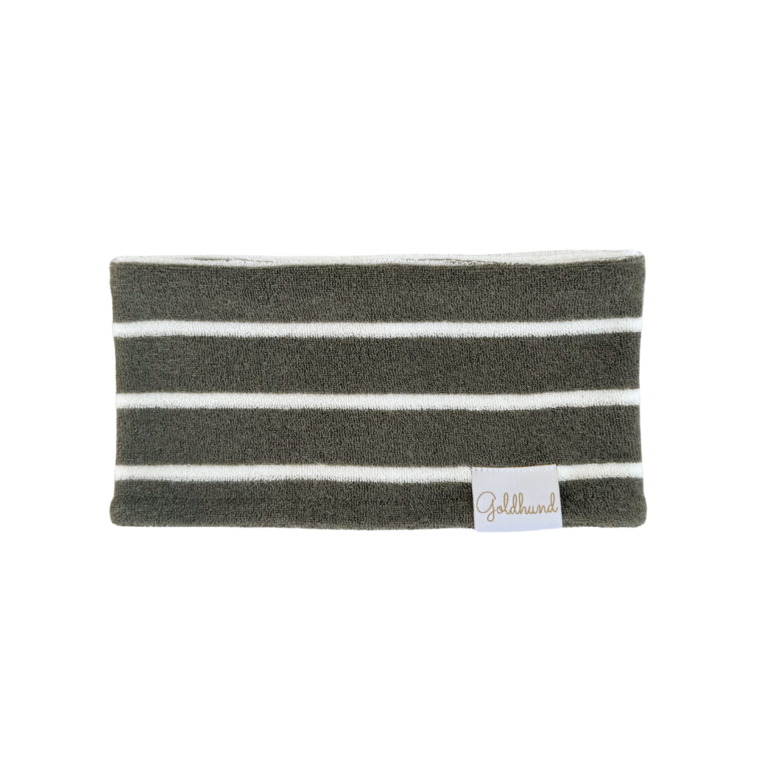 Hundeloop Frottee dry stripes moos