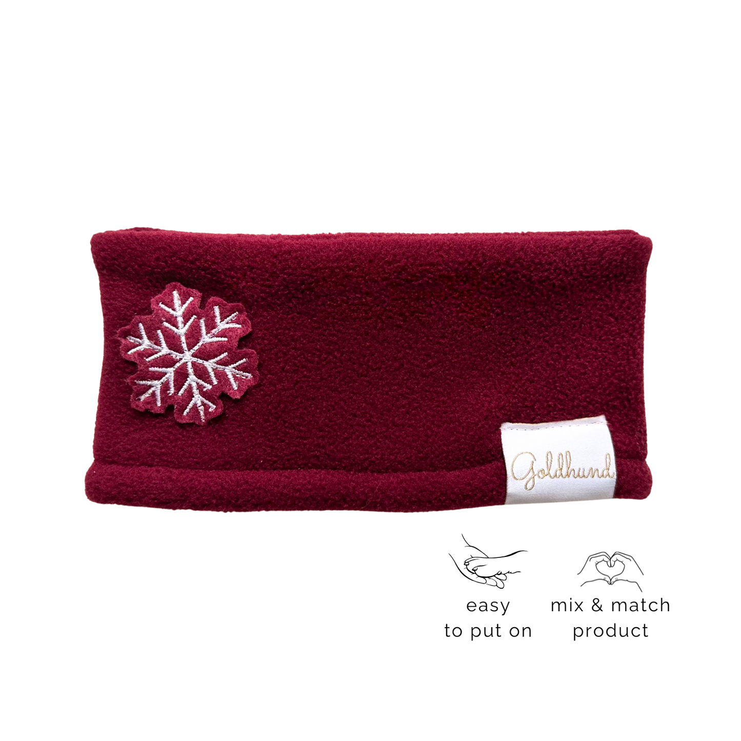 Hundeloop Fleece dark cherry red Schneeflocke